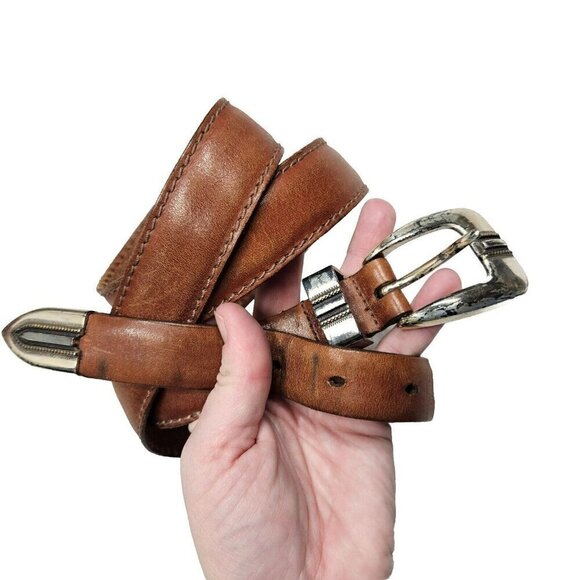 VTG‎ Footjoy Sz 38 Leather Golf Belt Brown Made in Canada  Mens GUC - Picture 1 of 15